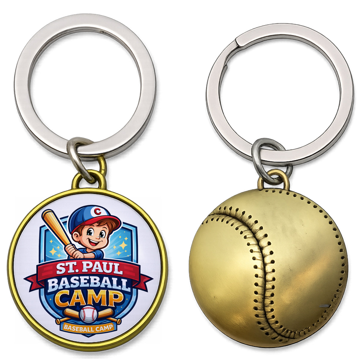 Metal Baseball Keychain