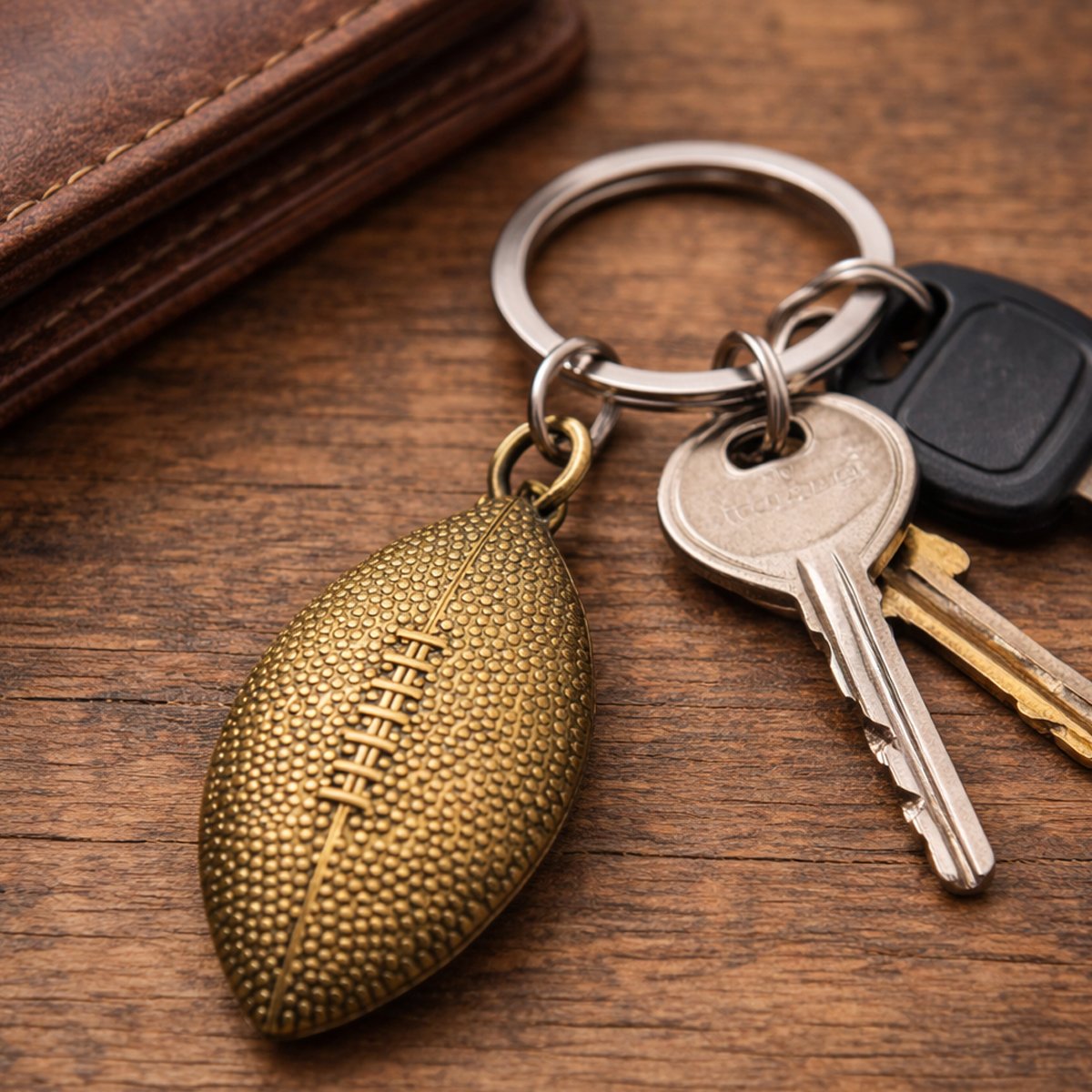 Metal Football Keychain