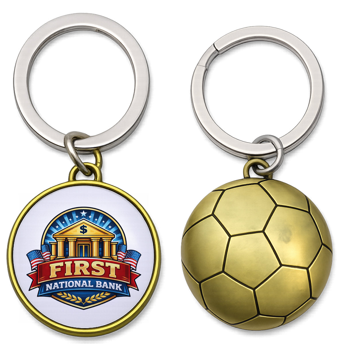 Metal Soccer Ball Keychain