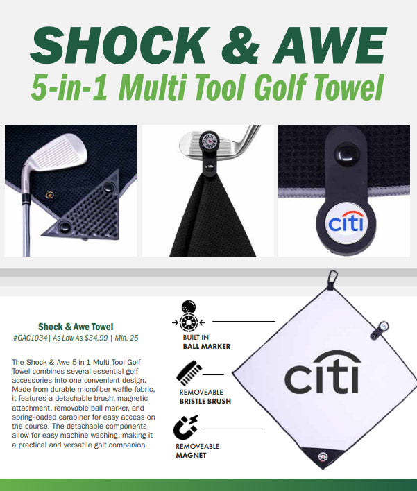 Shock & Awe 5-in-1 Multi Tool Golf Towel